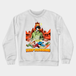 Keep Running Midnight Comic Style vs Bullets Balow Retro Vintage Comic Crewneck Sweatshirt